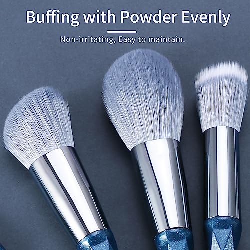 Sapphire Blue Makeup Brush Set Professional, Vegan Makeup Brushes Set, Makeup Brush Set with Case, Glitter Cosmetic Brushes Makeup Set, Make up Brushes Vegan, Make up Brushes Set Professional