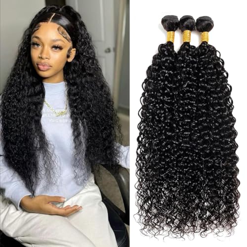 Human Hair Bundles Burmese Curly Bundles Human Hair Water Wave Curly Wet 26 28 30 inch 100% Unprocessed and Wavy Natural Black Color