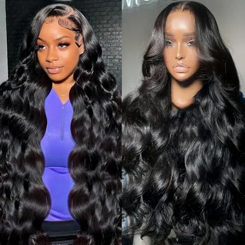 Body Wave Frontal Wigs Human Hair for Women 13x4 HD Lace Front Wigs Human Hair Pre Plucked Body Wave Glueless Human Hair Wigs 180% Density 32 Inch