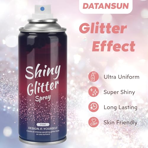 Body Glitter Spray¡¼Long Lasting¡½¡¼Skin Friendly¡½¡¼Quick-Drying¡½ Glitter Spray for Hair/Body 120ML£¬Pink