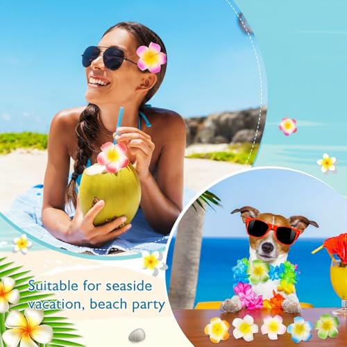 Geosar 100 Pcs Plumeria Hair Clip Hawaiian Foam Flower Hair Clips for Women Luau Beach Hawaii Tropical Bridal Wedding Party Decorations Accessories Vacation Supplies(2.4 Inch)
