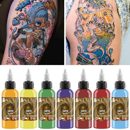 Tattoo Kit 14Pcs Tattoo Ink Color Set,Tattoo Ink Set, Skin-Safe Permanent Tattooing for 3D Makeup Beauty Skin Body Art, 1 oz 30ml/Bottle, 14 Color (30ml, 14Color)