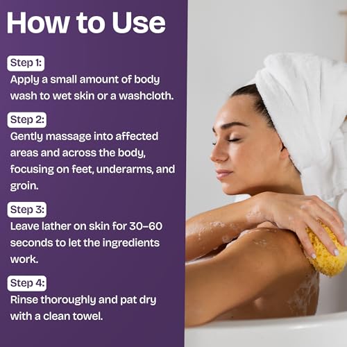 Antifungal Tea Tree Body Wash - Antibacterial Soap for Jock Itch, Eczema, Back Acne, Ringworm Treatment for Humans | Antibacterial Body Soap For Men & Women with 1% Tolnaftate & Tea Tree Oil - 16.9 oz