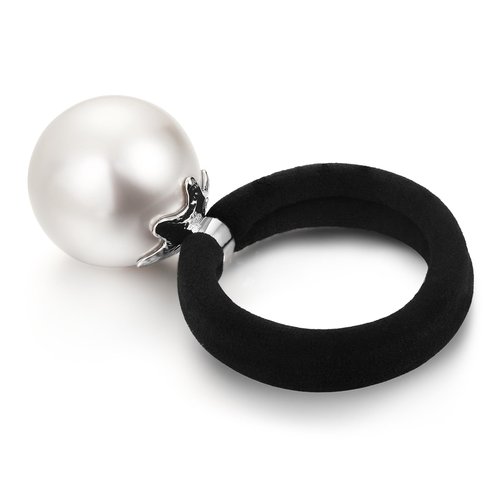 SHE'S Versailles Pearl Hair Scrunchies, Elegant French hair elastics Original Light Luxury Ponytail Holder for Thick and Thin Hair, Elegant Pearl hair ties for women (White)