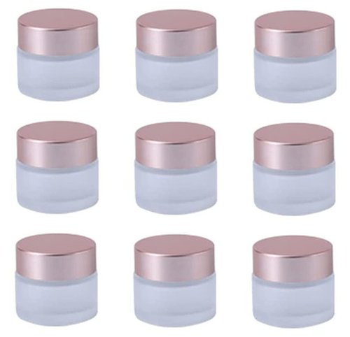 Healthcom 10 Pcs 10 Gram/10ml Empty Jars Clear Frosted Glass Cream Jar Pot Bottles with Rose Gold Lids Cosmetic Container Refillable Glass Eye Cream Jar Pot for Face Lotion Eyeshadow Lip Balms …