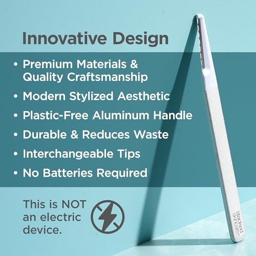 StackedSkincare Dermaplaning Kit for Face - At Home Dermaplaning Tool with Comfort Handle, 3 Replaceable Blades + 3 Precision Blades - Exfoliates, Removes Peach Fuzz, Softens Skin, 7 Count
