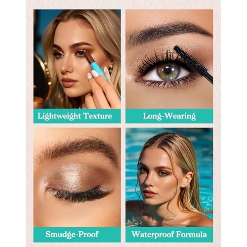 KIMUSE Eyeshadow Stick + Liquid Mascara Kit, Lightweight, Long Lasting, Crease-Proof, Smudge-Proof Eye Makeup Set