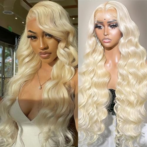 613 Lace Front Wig Human Hair 180 Density 13x4 Body Wave HD Transparent Lace Front Wigs Blonde Wig Glueless Wigs Pre Plucked Pre Cut With Natural Hairline 22 Inch
