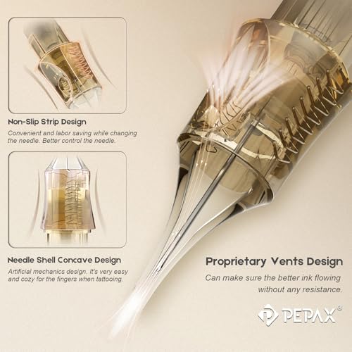 PEPAX Lance Tattoo Cartridge Needle 1223CML - 20Pcs Tattoo Needles Cartridge #12 Standard 23 Curved Magnum Tattoo Cartridges Diameter 0.35mm Long Taper 5.0mm Membrane Makeup Tattoo Machines