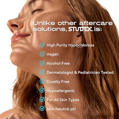 Studex Advanced 2-in-1 Piercing Aftercare & Cleanser ? Hypochlorous Spray for Body and Ear Piercing, Hypoallergenic Formula for Sensitive Skin (3.4oz)