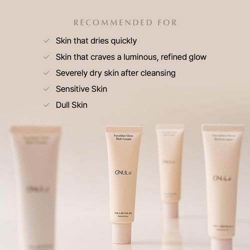 ONUL31° Fucoidan Glow Rich Cream—Daily Face Moisturizer with Niacinamide & Plant-based ingredients for Dry Sensitive Skin | Korean Skincare 1.69 fl. Oz