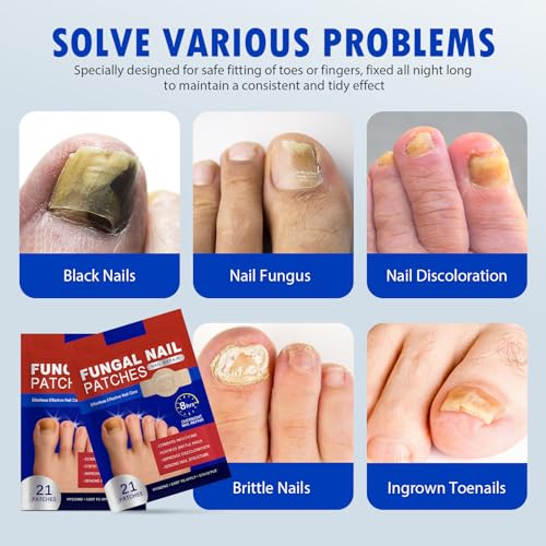 Nail Patches 63 PCS Toenail Treatment Extra Strength 8-Hour Overnight Nail Fast Acting Repair Effortless Hydrogel Nail Care and Repair for Damaged Nails Overnight Renewal for Men and Women