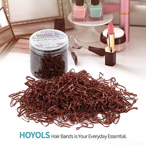HOYOLS 1500 Pcs Brown Elastic Hair Bands ? Small TPU Rubber Bands for Girls & Women, No Damage Hair Ties, Stretchy Ponytail Holders for Fine, Thin to Medium Hair (Brown)