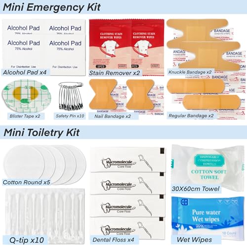 Travel Kit For Wedding And Honeymoon Emergency 32 Essential Items All In One Personal Care Set Toiletry Kit For Couples (Black)