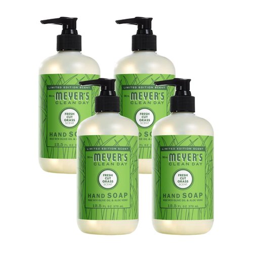 Mrs. MEYER'S Fresh Cut Grass Liquid Hand Soap, 12.5 FL OZ (Pack of 4)