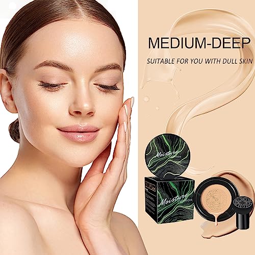 Air Cushion CC Cream - Moisturizing BB Cream Foundation, Long-Lasting Waterproof New Mushroom Head Cushion Foundation Concealer for Even Skin Tone (Buff Beige, 1 PCS)