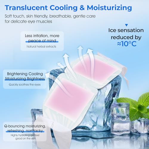 Hydrogel Self Cooling Eye Mask,Cold Eye Mask for Puffy & Burning Eyes,Cold Compress for Fast Relief with Fatigue and Headaches, Individually Wrapped Cool Care Travel Essentials,16 Packs