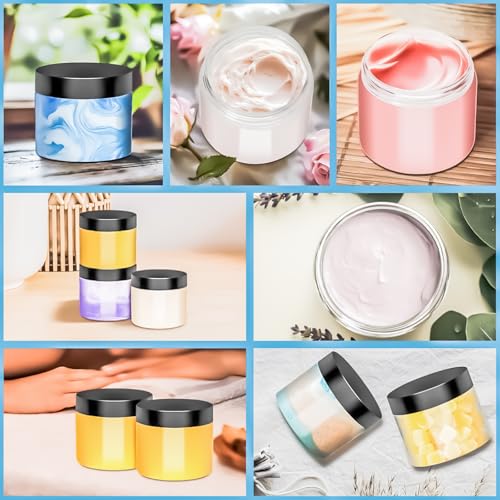MotBach 10 Pack 6oz Plastic Jars with Lids, 180ml Round Clear Cosmetic Containers Makeup Jars, Travel Size Container Jar for Sample Cream Lotion Eyeshadow Powder Slime Ointment Salve Balm Storage