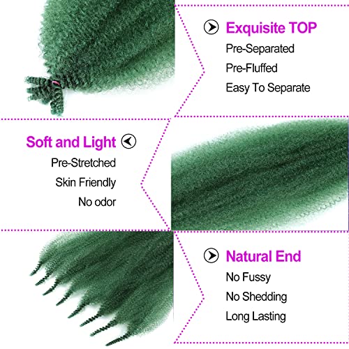 Afro Twist Hair 6Packs 24Inch Springy Afro Twist Hair Synthetic Marley Crochet Braiding Hair (24 Inch (Pack of 6), D-Green) ¡¦
