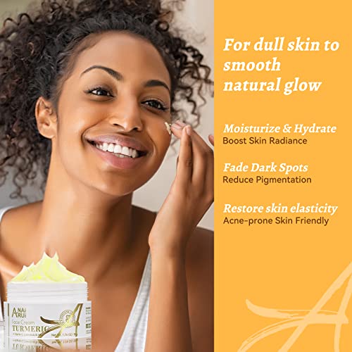 ANAI RUI Facial Moisturuzier, Turmeric Face Cream with Vitamin C for Hydrating, Firming, Tightening Skin, Turmeric Vitamin C Cream for Dark Spots, Dry Skin, 1.76 OZ