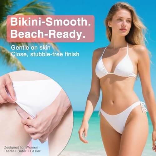Dual-Head Bikini Trimmer for Women ? 2-in-1 Electric Razor, IP67 Waterproof Wet & Dry Pubic Hair Trimmer, Face & Body Shaver with LED% Display, USB-C Rechargeable-X1 Pro Petal Pink
