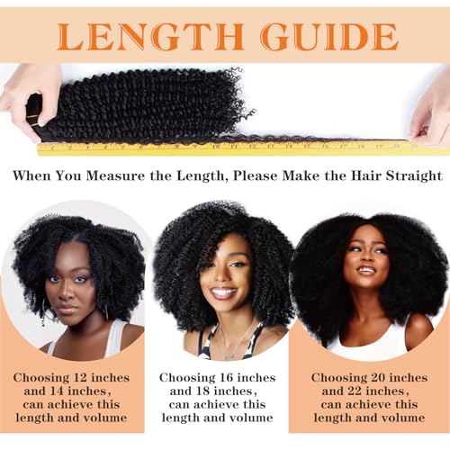 Afro Kinky Curly Clip in Hair Extensions Human Hair 4C Hair Clip in Extensions 8pcs 240g/set 10A Brazilian Virgin Natural Hair Clip Ins for Black Women Natural Black Color 14 Inch