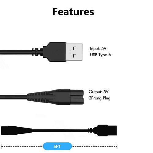 Gaolaoz for Wahl 8061 Charger Power Cord Compatible with Wahl 5-Star Series Shaver Model 8061/8061-100/8786-1001/7060-700/7339-300 Charger Cord Charging Cord