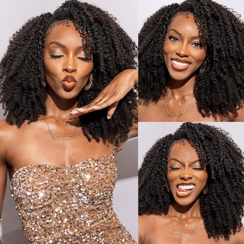 Half Wig Human Hair Jerry Curly Half Wig 200% Density Wear And Go Glueless Wigs Human Hair 3 In 1 Half Wigs With Drawstring Seamless Flip Headband Wig For Women 26Inch