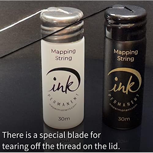 Ink Permanent White Brow Mapping String [100 Ft Bottles - 30 m] Pre-Inked String for Permanent Makeup and Microblading Supplies, Brow Mapping Kit, Eyebrow Thread for Shaping (White)