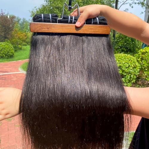 15A Raw Bundles Human Hair 18 20 22 Inch Straight Bundles Human Hair 100% Unprocessed Virgin Straight Weave 3 Bundles Quick Weave Hair Extensions Natural Black Color