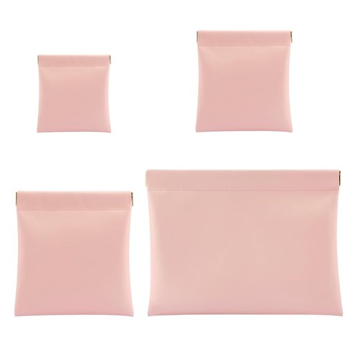 ZooviHyvi 4 PCS Small Makeup Bag for Purse, Mini Portable Pocket Cosmetic Bag, Travel Pouches for Women, Lipstick Pouch for Purse, Mini Makeup Organizer for Coins Cards Jewelry(pink)