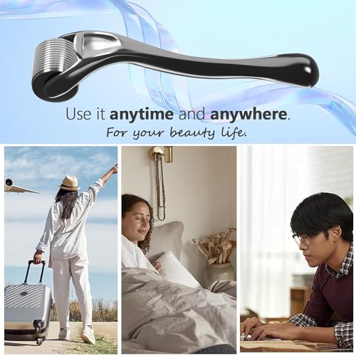 Microneedling Roller Beard Roller 540 Stainless Steel Micro Needling Roller for Hair Home Use (Black)
