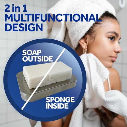 T.Taio Esponjabon Mother of Pearl Soap Sponge - Refreshing Shower Scrubber for Bath Wash & Oil Removal - Bathroom Necessities with Invigorating Scents - Mini Pearl Included