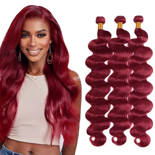 Dark Burgundy Bundles 14 16 18 Inch 99J Body Wave Human Hair 3 Bundles Brazilian Unprocessed Virgin Remy Burgundy Bundle Hair Extensions