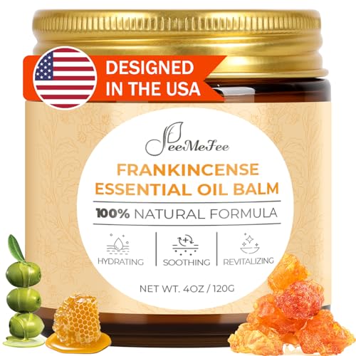 Frankincense Balm 4oz, Frankincense Essential Oil with Myrrh for Soothing Relief, Muscle Relaxation, Boswellia Serrata, Olive Oil, Vitamin E, Moisturizer for Dry, Cracked Skin