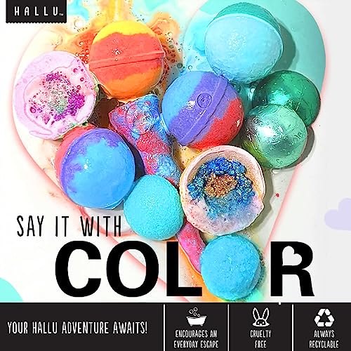 Hallu Mermaid Large Bath Bomb, Citrus Peony and Amber Scent, 140 g, Pack of 8