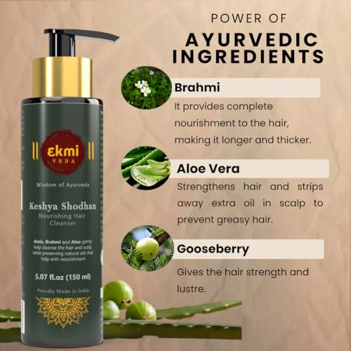 Ayurvedic Hair Growth Sulfate Free Shampoo With Reetha, Shikakai, Bhringraj, Amla For Hair Loss Control. Hair Regrowth Treatment For Women & Men. Hair Thickening Rosemary Shampoo, 5.07 Fl Oz