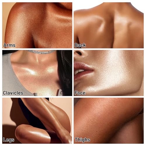 UCANBE Body Shimmer Oil - 100ml Moisturizing Glitter Oil, Waterproof Shimmering Luminizer Liquid Illuminator, Tinted Glow Bronzer (Bronze Gold)