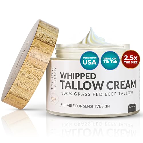 100% Organic Grass Fed Beef Tallow for Skin | Whipped Beef Tallow For Face | Tallow Moisturizer| Premium Beef Tallow for Women With Aloe Vera & Raw Honey & Beeswax- 5 FL.Oz