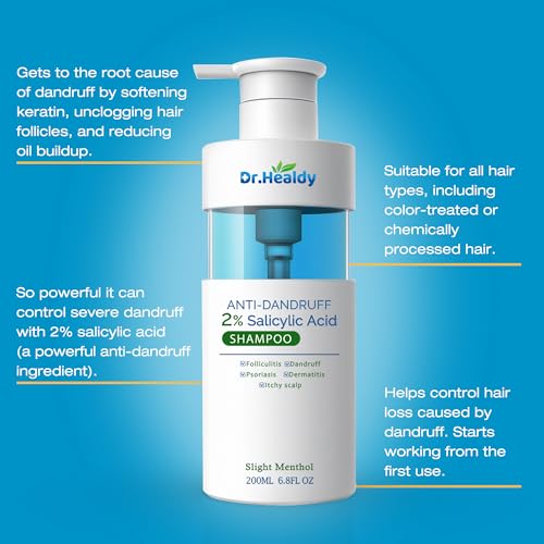 Dr.Healdy Anti-Dandruff Shampoo and conditioner set-2% Salicylic Acid,Stop Flaky and Itchy Scalp ? Sulfate Paraben Free, Intense Care for Women and Me 13.6 FL Oz (Pack of 2)