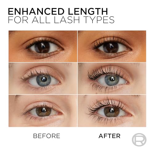 L'Oreal Paris Makeup Telescopic Original Lengthening, Lash Separating Mascara with Dual Precision Brush, Washable, Blackest Black, 0.27 Fl Oz., 1 Count