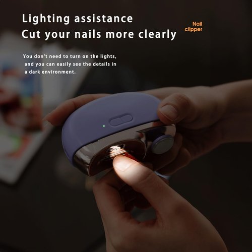 Electric Automatic Nail Clipper with Light, LISSAHNE 2 in 1 Fingernail Cutter and Polisher USB Rechargeable, Safety Fingernail Trimmer for Baby Seniors and Adult Gift Choice White (White)