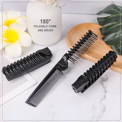 Foldable Combs in Bulk Individually Wrapped, Travel Pocket Hair Comb, Folding Hair Brush Double Headed, Brush Comb Styling Tool for Men Women Combs, Black (One Size, 100, Count)