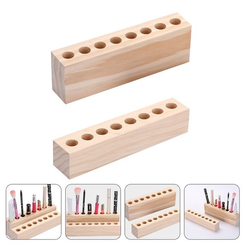 Zerodeko Wooden Cosmetic Storage Rack 2Pcs Makeup Organizer for Lipstick Display and Lip Pencil Storage Desktop Stand for Beauty & Personal Care