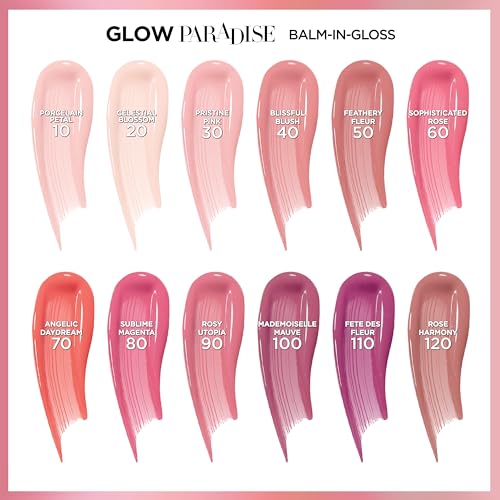 L'Oreal Paris Glow Paradise Hydrating Tinted Lip Balm-in-Gloss with Pomegranate Extract & Hyaluronic Acid, Ultra-Gentle, Non-Sticky Formula, Mademoiselle Mauve, 0.23 fl oz