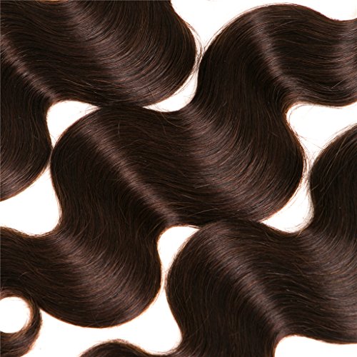 Dark Brown Body Wave Bundles Human Hair Brazilian Body Wave Hair Extensions Sew In 9A Grade Virgin 100% Unprocessed Remy Human Hair Weave Extensions(Body 2#, 20 22 24inch)