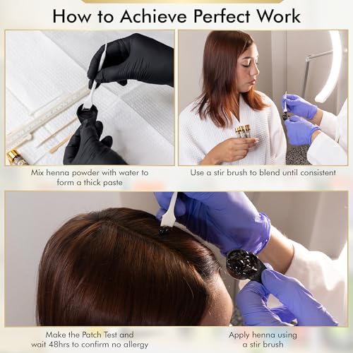 BROWSXPERT Professional Shading Touch-Up Kit ? Herbal Henna with Mixing Dish, Stir & Brush | 3.5g | Medium Natural Brown
