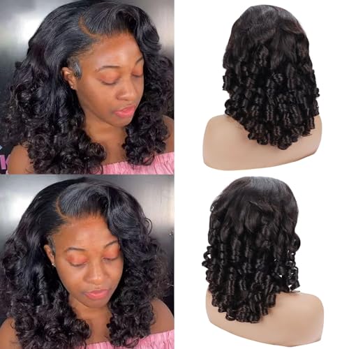13x4 HD Lace Front Loose Wave Wig Human Hair 250% Density 15A Wet and Wav Frontal Wigs Human Hair Pre Plucked with Baby Hair Bouncy Loose Curly Glueless Frontal Wigs Human Hair For Black Women 20Inch