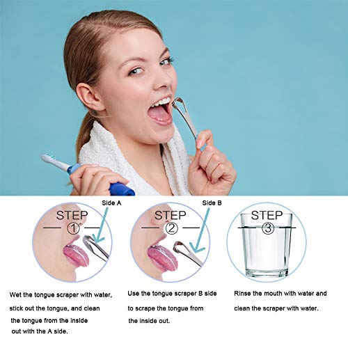 New Version Tongue Scraper Cleaner for Adults & Kids, Medical Grade Metal Tongue Brushes Set for Fresh Breath Dental Eliminate Bad Breath in Seconds