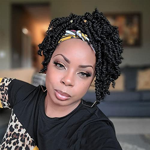 8 Packs Short Spring Twist Crochet Hair 4Inch Pretwisted Passion Twist Crochet Hair Curly Pre Looped Crochet Braids Hair Bomb Twist Kids Crochet Hair for Black Women (4 Inch, 1B#)
